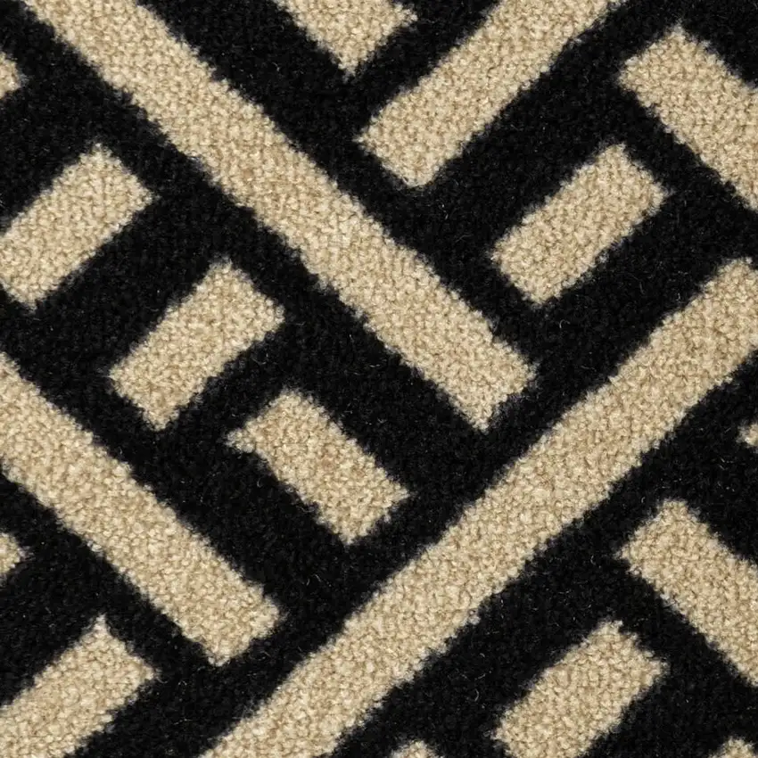 6' Black And Off White Checkered Washable Runner Rug With UV Protection Photo 3