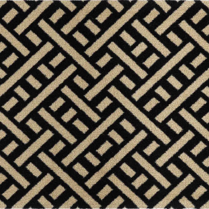 6' Black And Off White Checkered Washable Runner Rug With UV Protection Photo 5