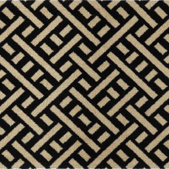 6' Black And Off White Checkered Washable Runner Rug With UV Protection Photo 2