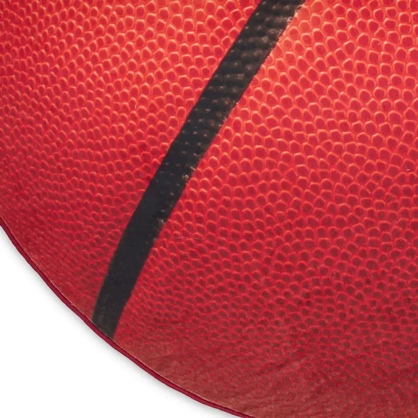 5' Black And Orange Basketball Youthful Washable Round Rug Photo 9