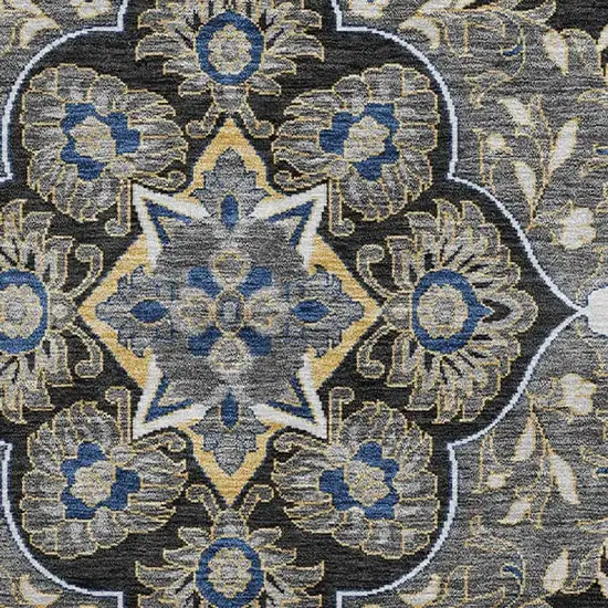 8' Black And Orange Round Medallion Washable Indoor Outdoor Area Rug Photo 3