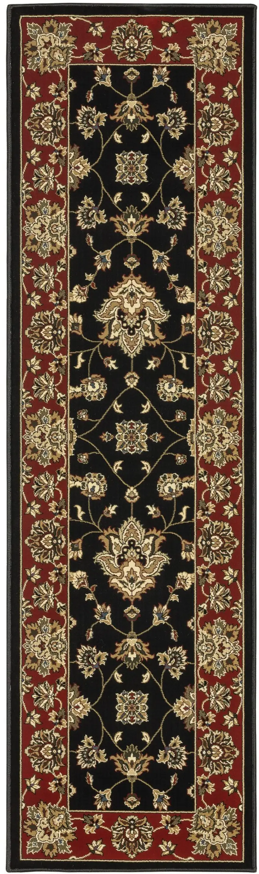 8' Black And Red Floral Runner Rug Photo 5