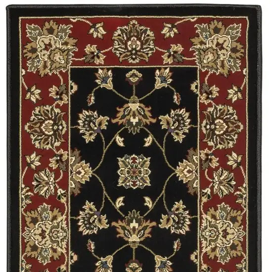 8' Black And Red Floral Runner Rug Photo 4