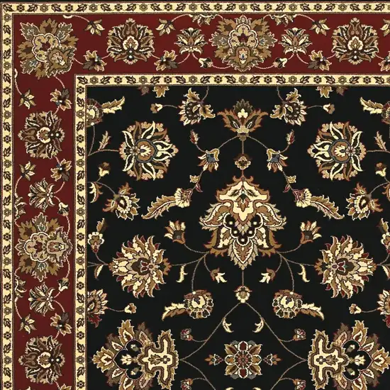 8' Black And Red Floral Square Rug Photo 2