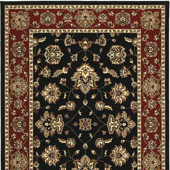 8' Black And Red Floral Square Rug Photo 3