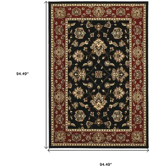 8' Black And Red Floral Square Rug Photo 4