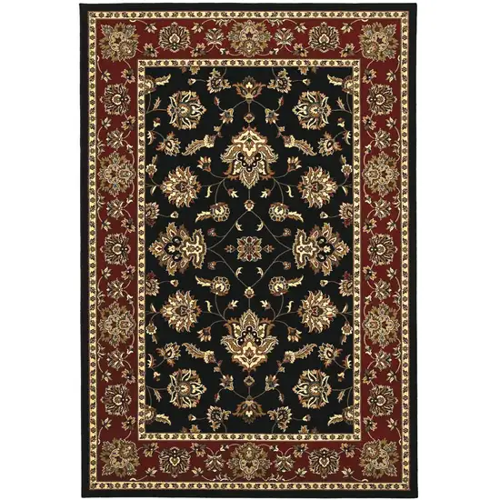 8' Black And Red Floral Square Rug Photo 1