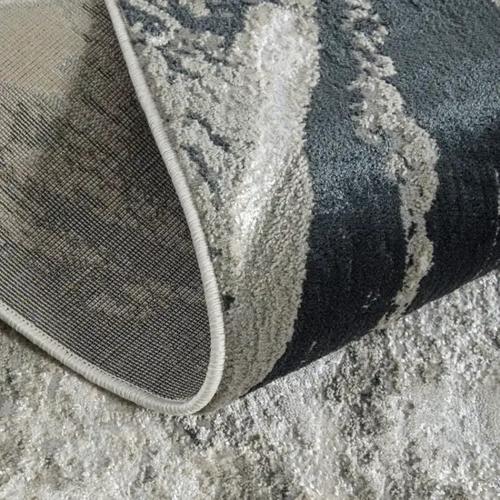 8' Black And Silver Abstract Runner Rug Photo 7