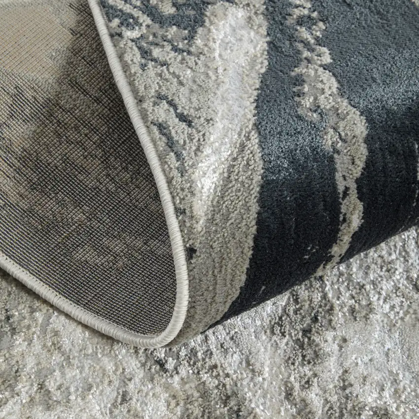 8' Black And Silver Abstract Runner Rug Photo 7