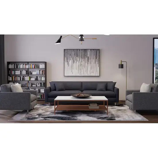 8' Black And Silver Abstract Runner Rug Photo 9