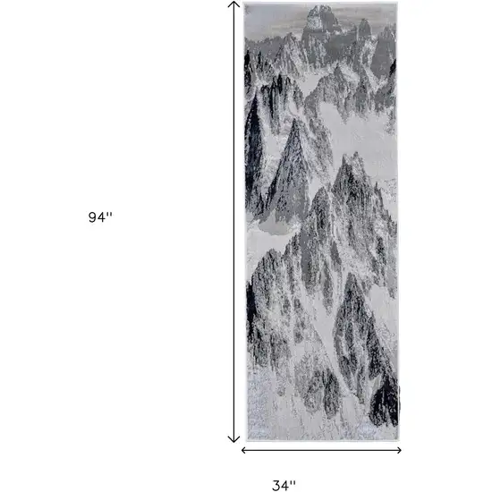 8' Black And Silver Abstract Runner Rug Photo 3