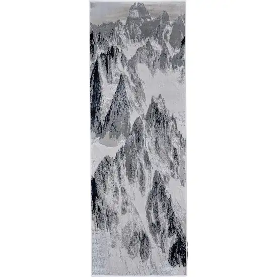 8' Black And Silver Abstract Runner Rug Photo 2