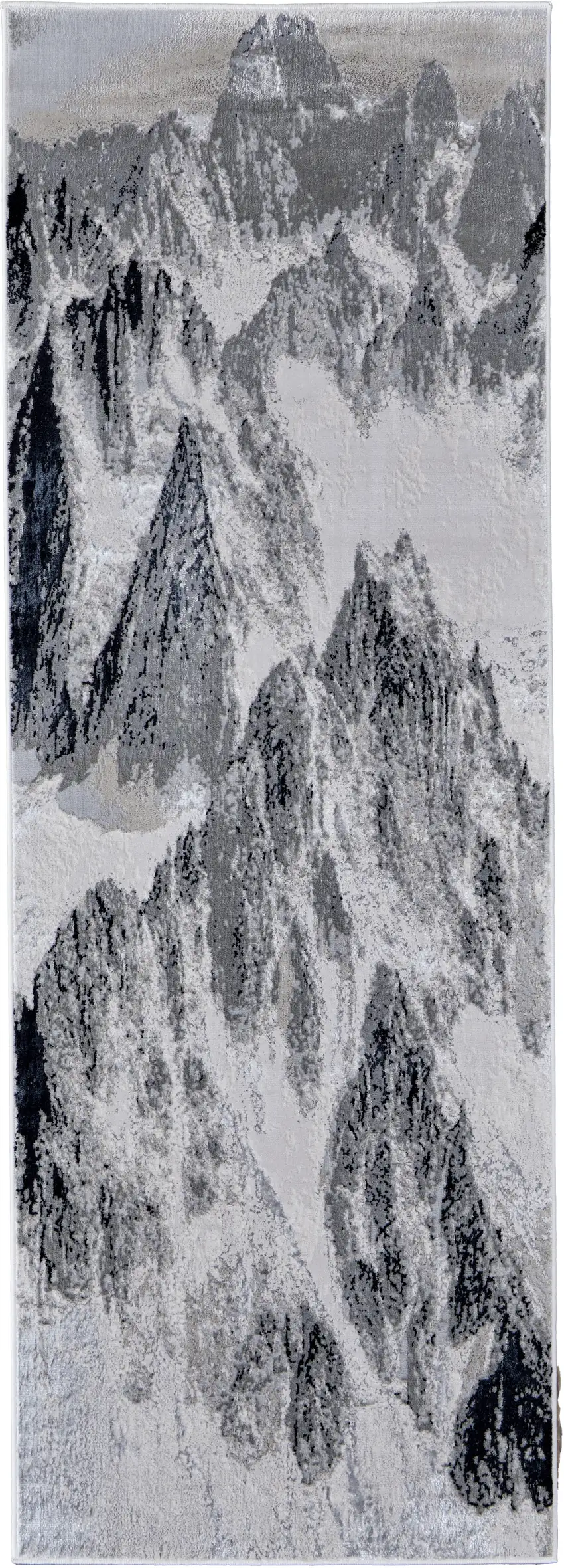 8' Black And Silver Abstract Runner Rug Photo 2