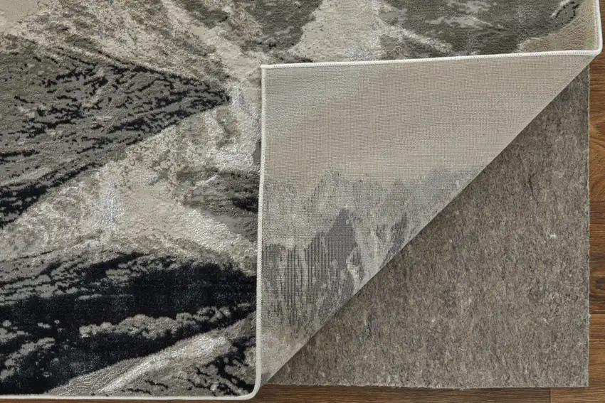 8' Black And Silver Abstract Runner Rug Photo 4