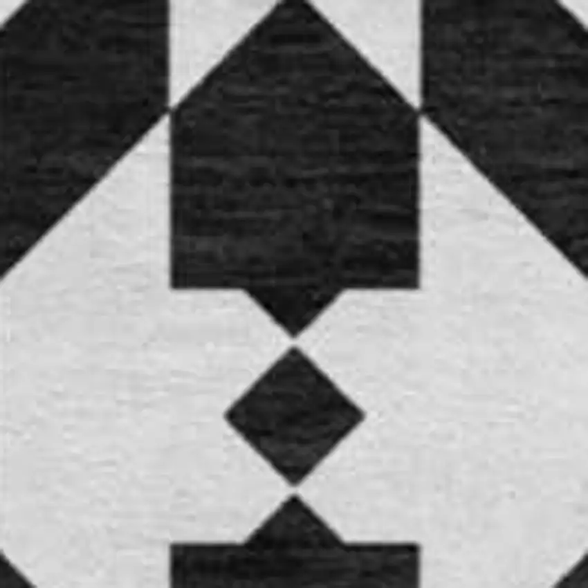 8' Black And Silver Geometric Washable Round Rug With UV Protection Photo 3