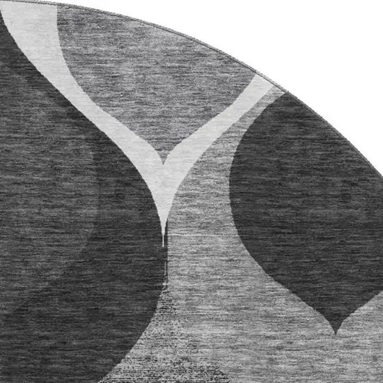8' Black And Silver Ogee Washable Round Rug With UV Protection Photo 3