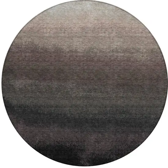 8' Black And Silver Round Ombre Washable Indoor Outdoor Area Rug Photo 3