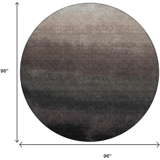 8' Black And Silver Round Ombre Washable Indoor Outdoor Area Rug Photo 8