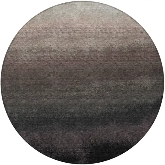 8' Black And Silver Round Ombre Washable Indoor Outdoor Area Rug Photo 4