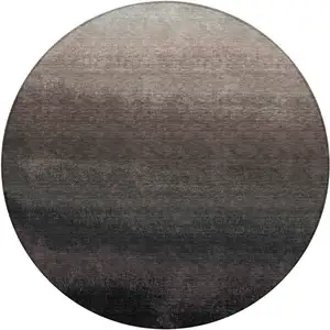 Photo of 8' Black And Silver Round Ombre Washable Indoor Outdoor Area Rug