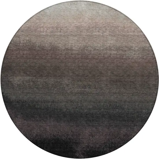 8' Black And Silver Round Ombre Washable Indoor Outdoor Area Rug Photo 1