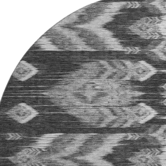 8' Black And Silver Southwestern Washable Round Rug With UV Protection Photo 3