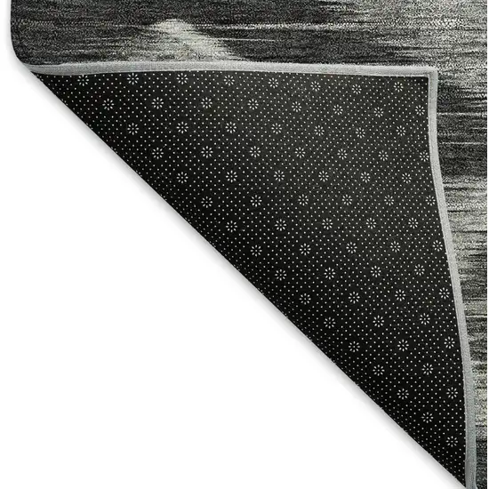 8' Black And Silver Southwestern Washable Round Rug With UV Protection Photo 6