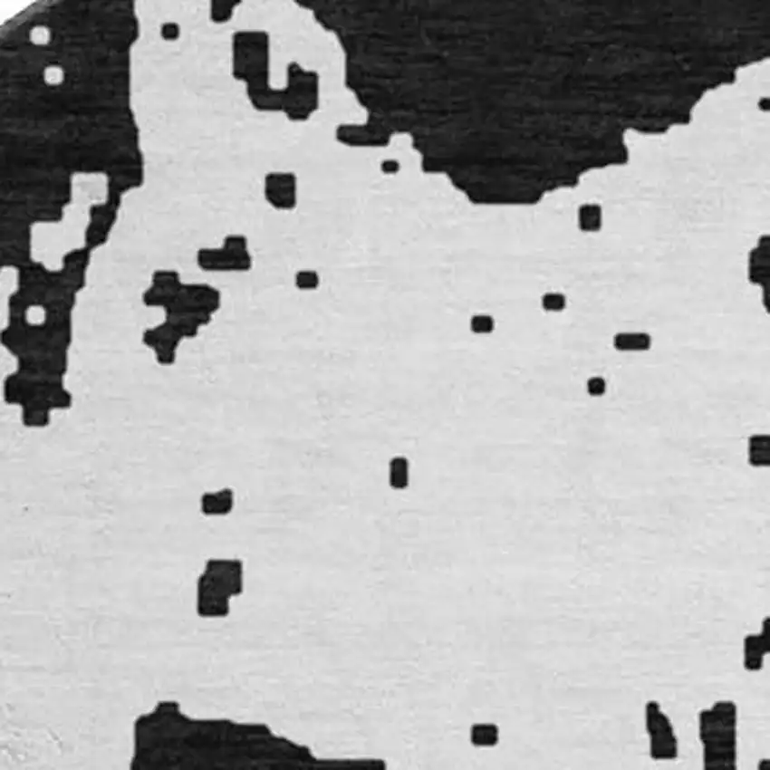 8' Black And White Abstract Washable Round Rug With UV Protection Photo 3