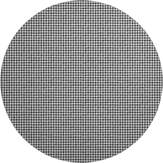 8' Black And White Houndstooth Washable Round Rug With UV Protection Photo 2
