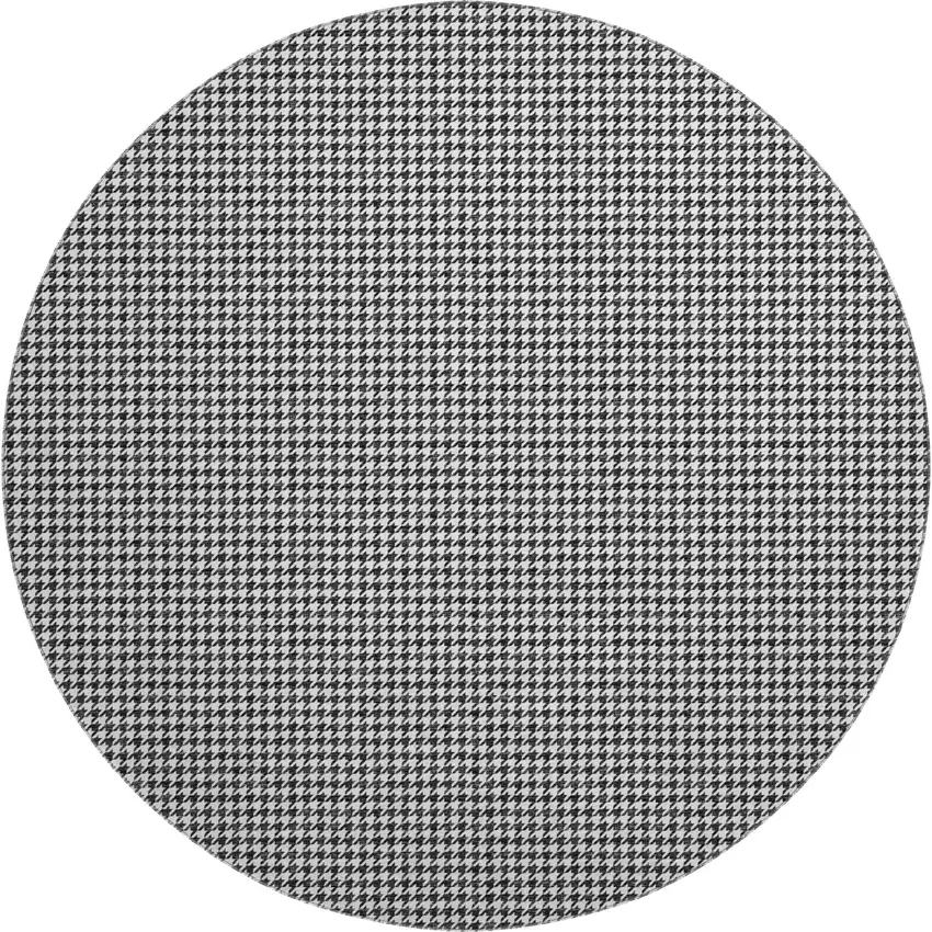 8' Black And White Houndstooth Washable Round Rug With UV Protection Photo 2