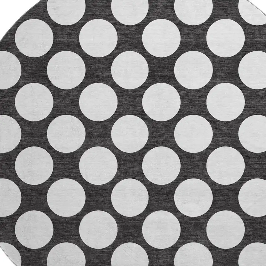 8' Black And White Polka Dot Washable Round Rug With UV Protection Photo 3