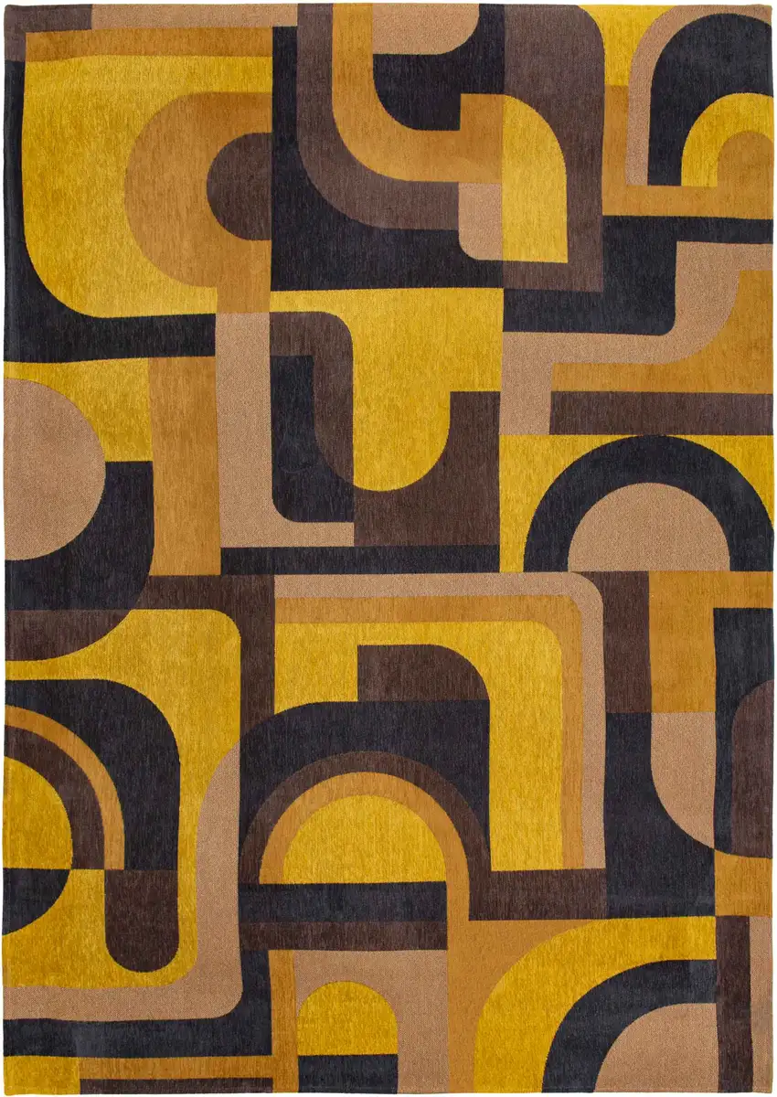 10' Black And Yellow Geometric Washable Runner Rug Photo 6
