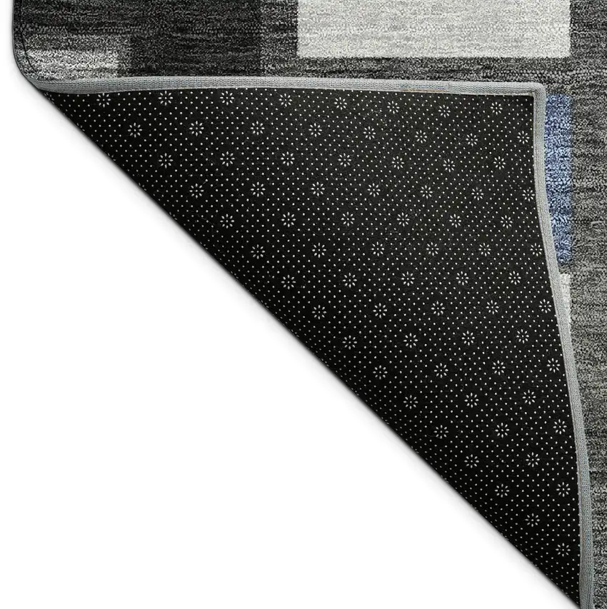 8' Black Blue And Gray Round Geometric Washable Indoor Outdoor Area Rug Photo 7