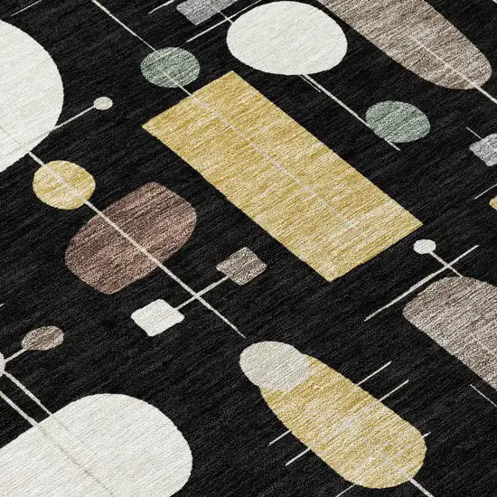 8' Black Brown And Gray Round Geometric Washable Indoor Outdoor Area Rug Photo 9