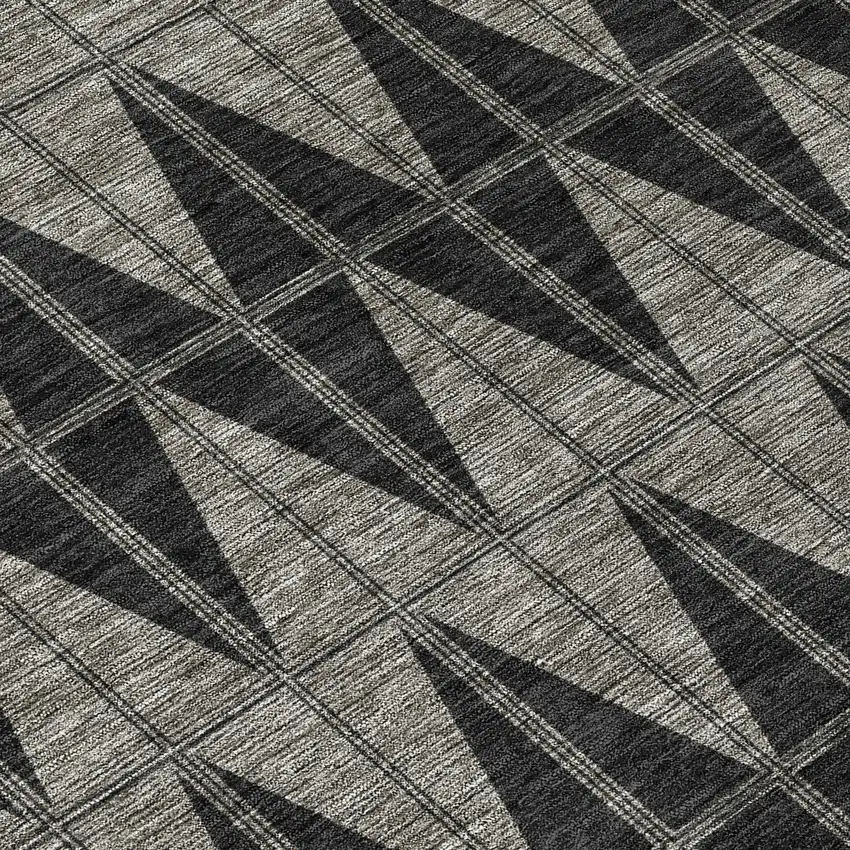 8' Black Brown And Gray Round Geometric Washable Indoor Outdoor Area Rug Photo 9