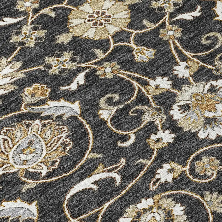 8' Black Brown And Ivory Round Moroccan Washable Indoor Outdoor Area Rug Photo 5