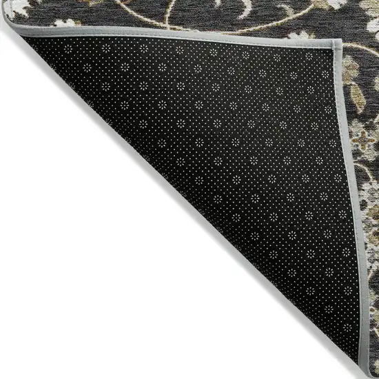 8' Black Brown And Ivory Round Moroccan Washable Indoor Outdoor Area Rug Photo 3