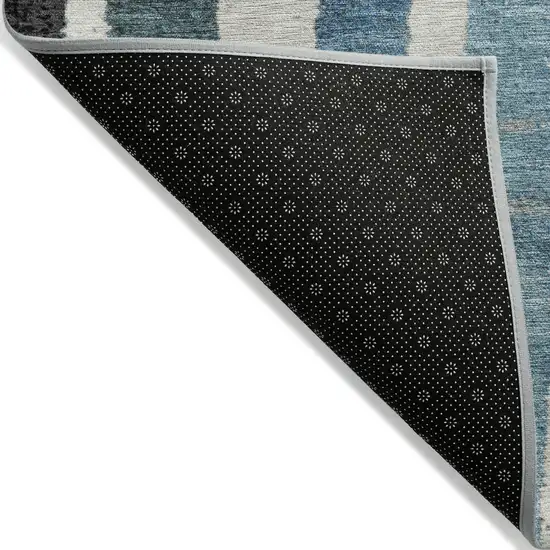 8' Black Denim Blue And Merlot Round Striped Washable Indoor Outdoor Area Rug Photo 9