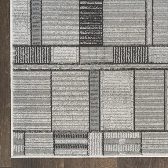 6' Black Geometric Power Loom Runner Rug Photo 9
