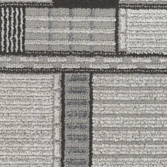 6' Black Geometric Power Loom Runner Rug Photo 4