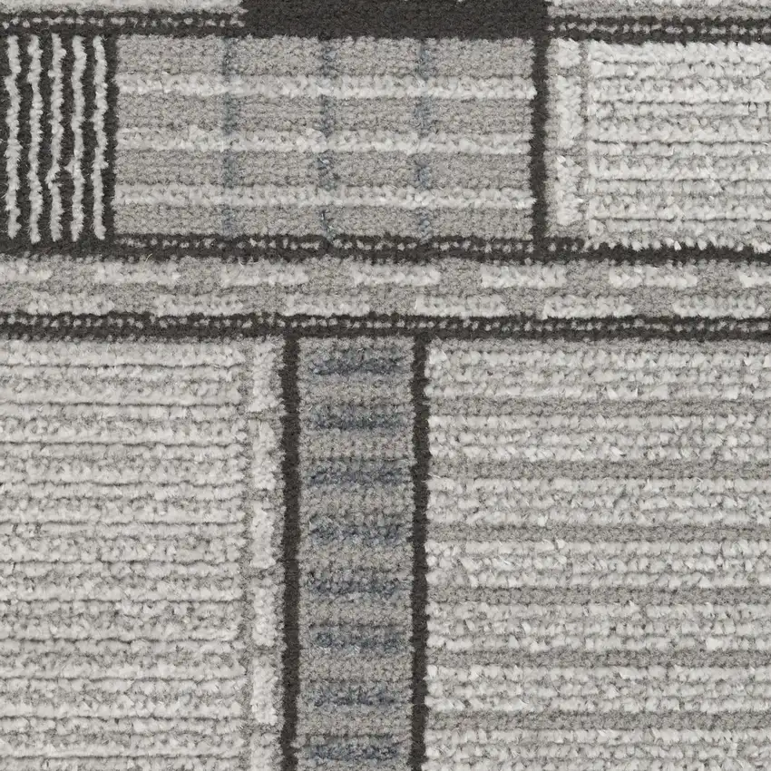6' Black Geometric Power Loom Runner Rug Photo 4