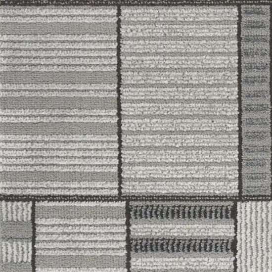 6' Black Geometric Power Loom Runner Rug Photo 7