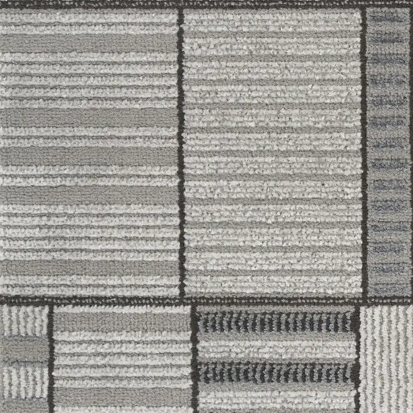 6' Black Geometric Power Loom Runner Rug Photo 7