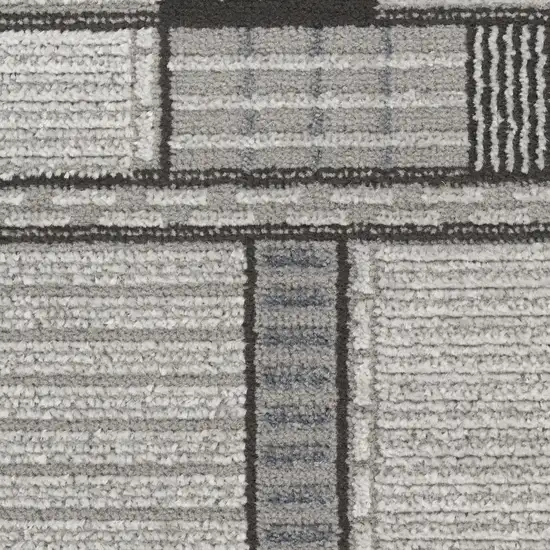 6' Black Geometric Power Loom Runner Rug Photo 2