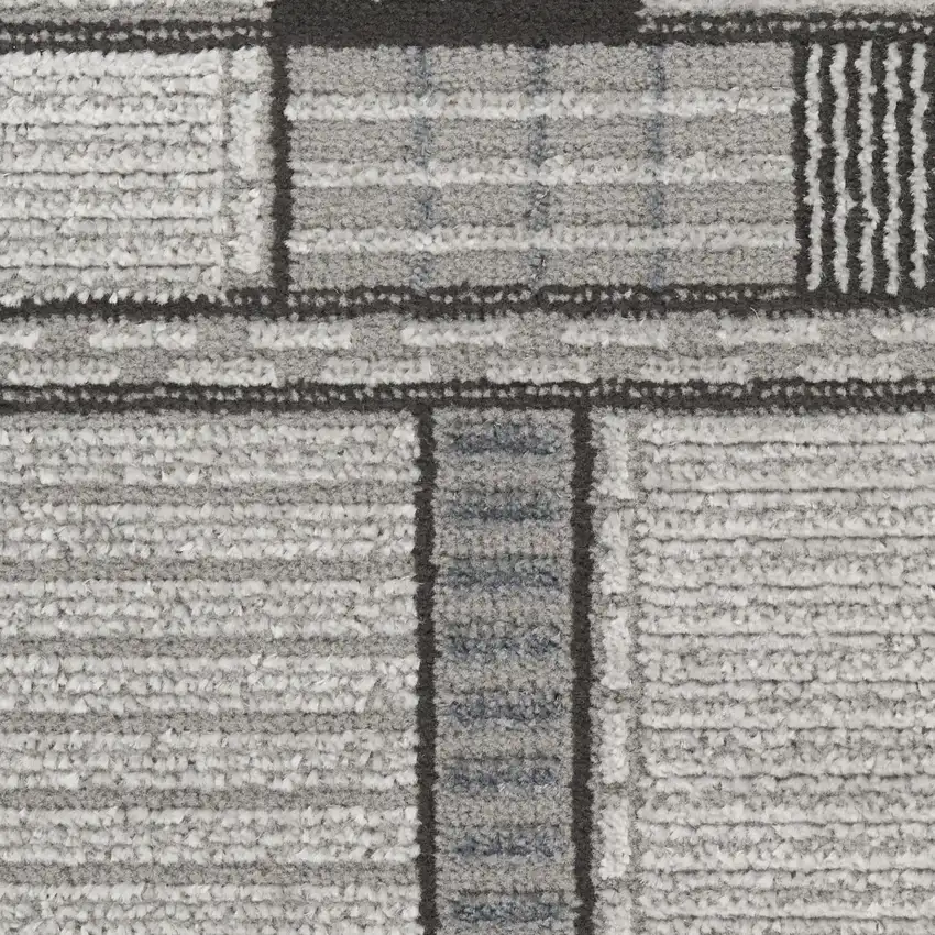6' Black Geometric Power Loom Runner Rug Photo 2