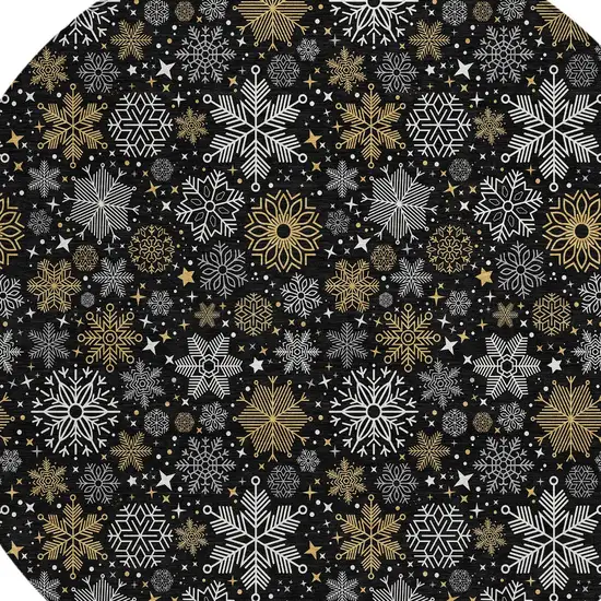 8' Black Gold And Gray Round Medallion Washable Indoor Outdoor Area Rug Photo 8