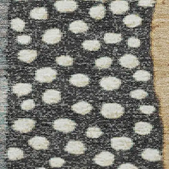 8' Black Gold And Ivory Geometric Washable Round Rug With UV Protection Photo 4