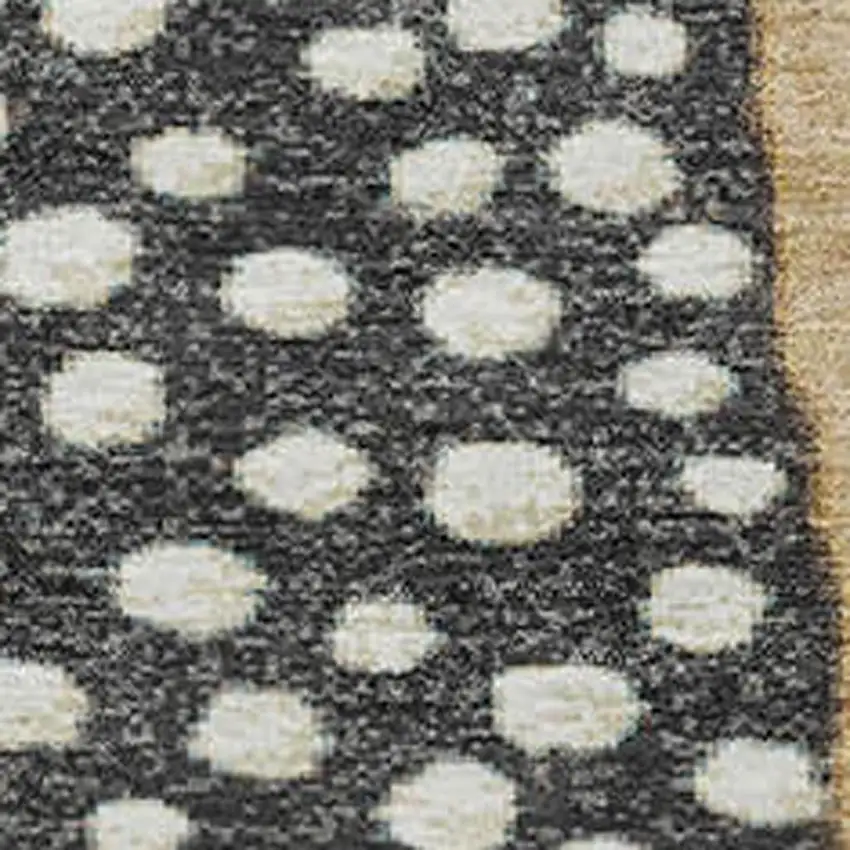 8' Black Gold And Ivory Geometric Washable Round Rug With UV Protection Photo 3