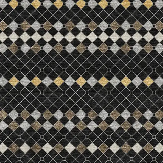 8' Black Gold And Silver Striped Washable Area Rug With UV Protection Photo 2