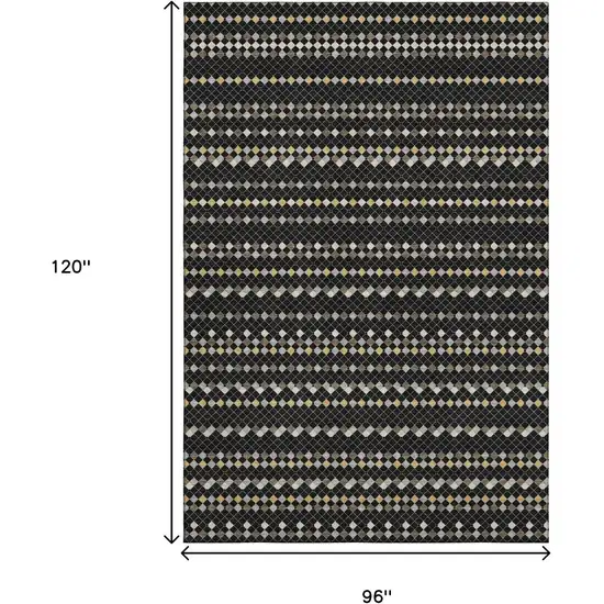 8' Black Gold And Silver Striped Washable Area Rug With UV Protection Photo 6